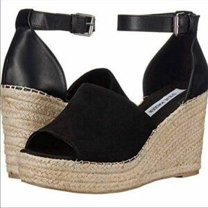 Steve Madden Women's Black Espadrilles Wedge Sandals Platform Heels JYIA, Sz 9.5